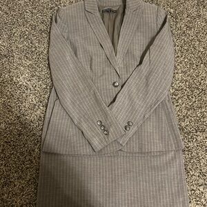 ANTONIO MELANI Gray Pinstripe Skirt Set